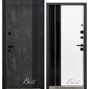 ПИКАССО (скол камня блэк+лакобель чёрная/белый мат)